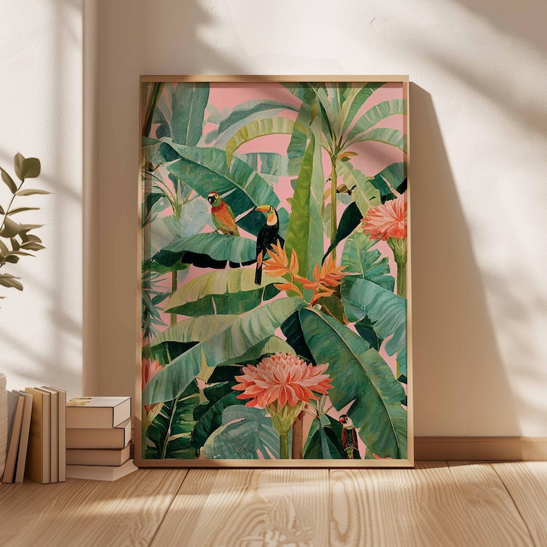 Home Office Or - 1pc Retro Tropische Canvas Poster, Ongekaderde