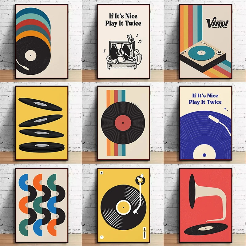 Mid Century Vinyl Record Canva - Home Office Or recensie en prijs