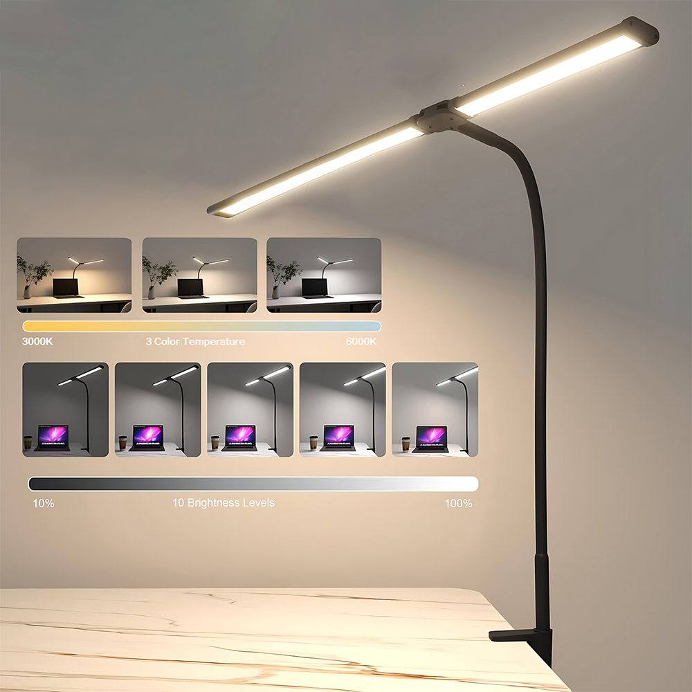 Dubbele LED-bureaulamp met kle - Home Office Work Table recensie en prijs